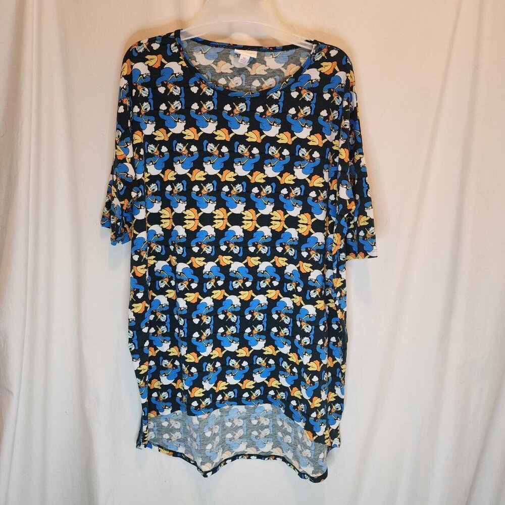 LuLaRoe Disney Donald Duck Marching Walking Navy Blue Top Womens Size M